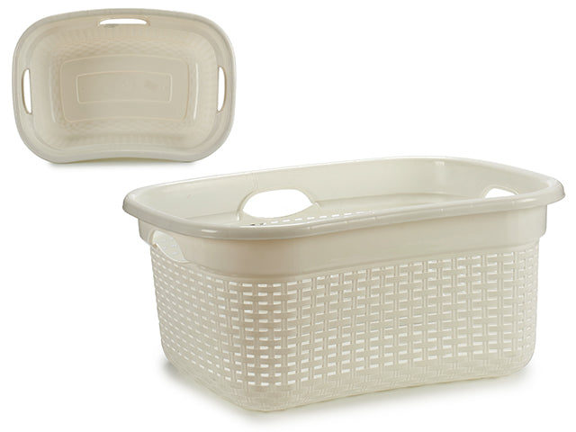 Rattan White Basket With Handles