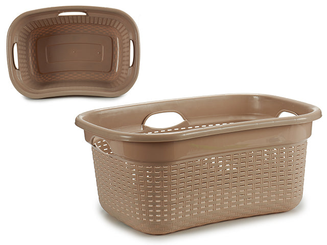 Rattan Beige Basket With Handles