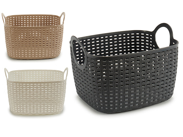 Medium Rattan Recta Handle Basket Mix 3