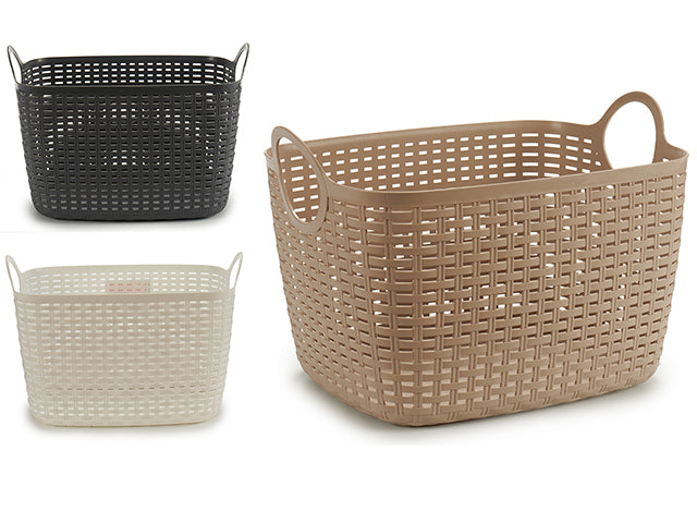 Big Rattan Recta Handle Basket Mix 3 Col