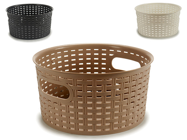 Big Rattan Round Handle Tray Mix 4 Colou