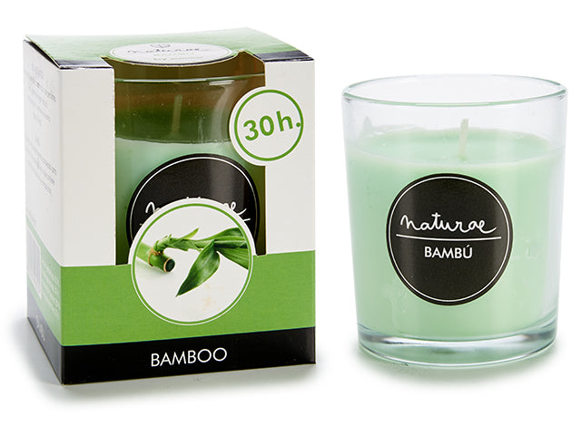 Glass Candle Bamboo 30h