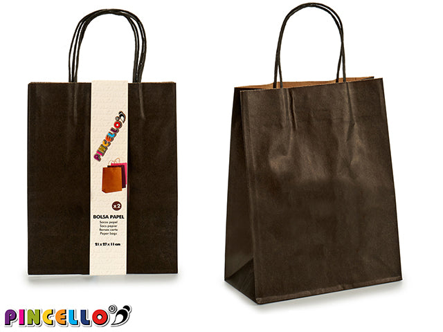 Set Of 2 Paper Bag Black Color