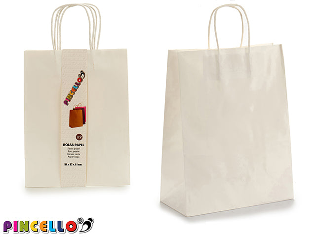 Set Of 2 Paper Bag White Color