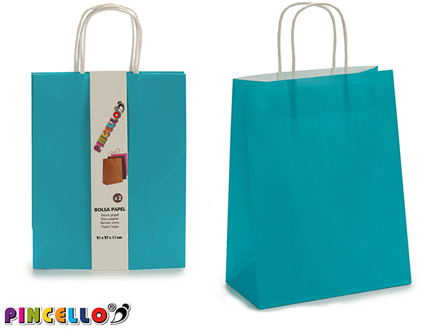 Juego De 2 Bolsas De Papel Color Azul