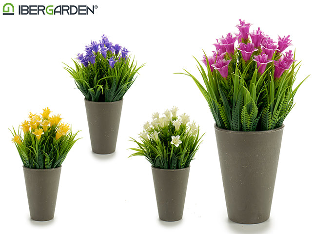 Potted Bell Flowers Grey Mix 4 Colors