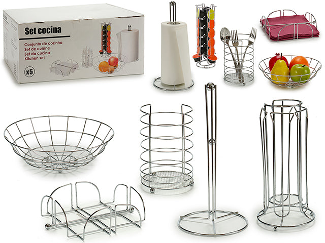 Set 5 Piezas Cocina Metal Cromado