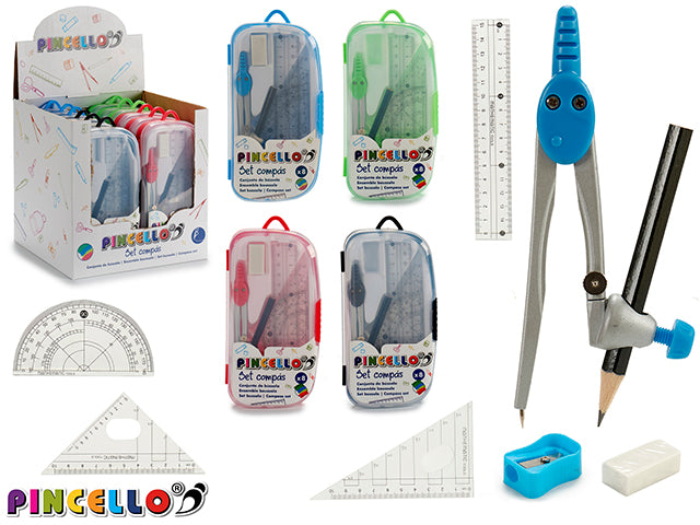 Compass Set With Pencil Rubber And Ruler