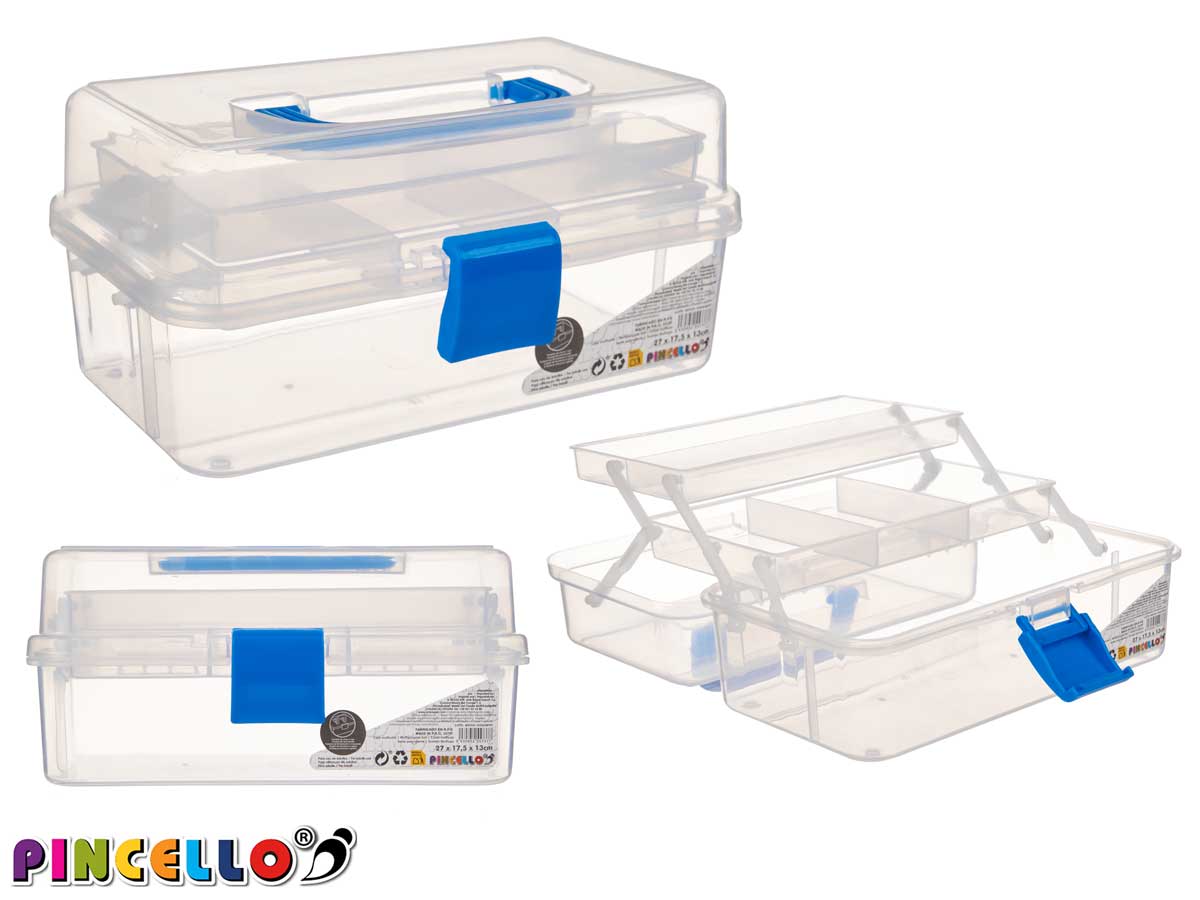 Storage Box Transp Handle 4 Col Medium