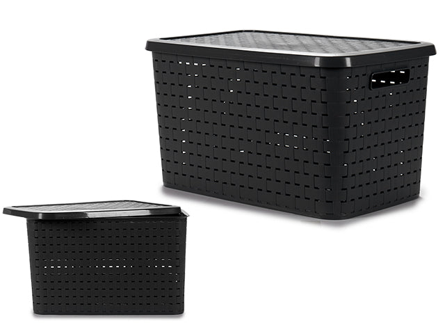 Caja Plastico Rattan 75L Tapa Asas Antrc