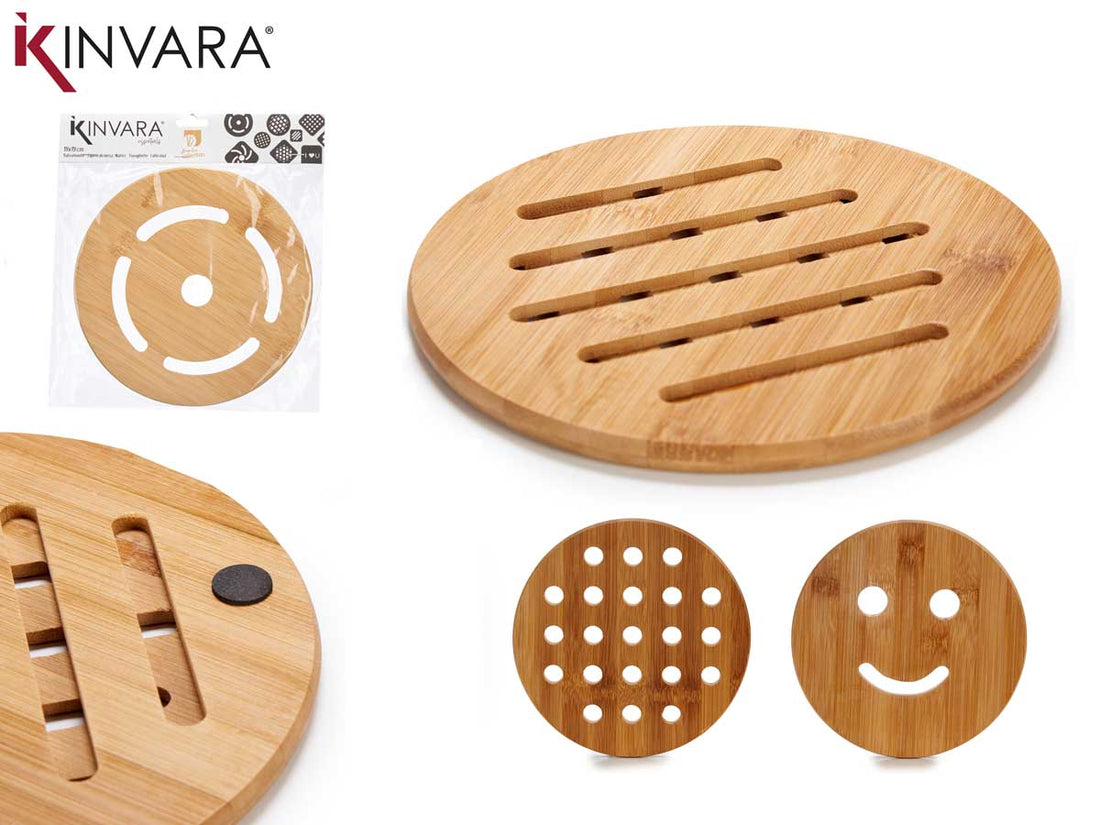 Bamboo Trivet Round Diam 19Cm Mix 4