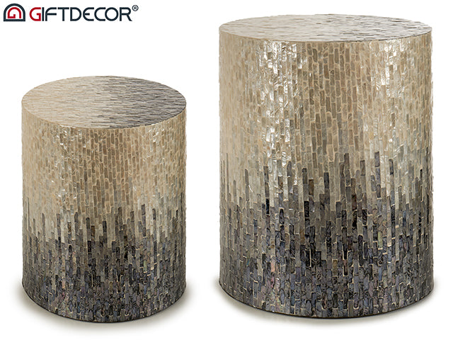 Nacar Round Stool Grey Degraded