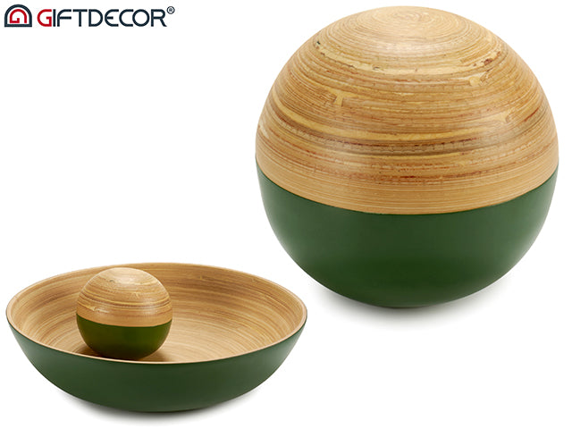 Decoração Bola Bambu Verde 10 cm