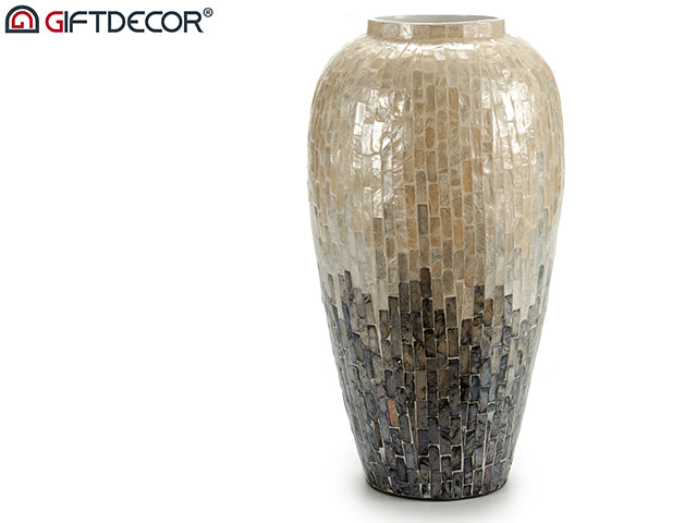 Degraded Grey Nacar Width Vase 41 cm