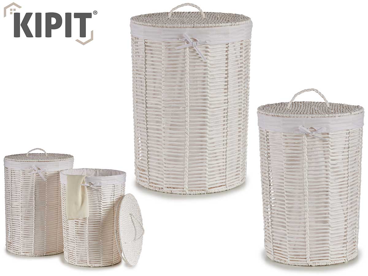 Set 2 Round Basket White