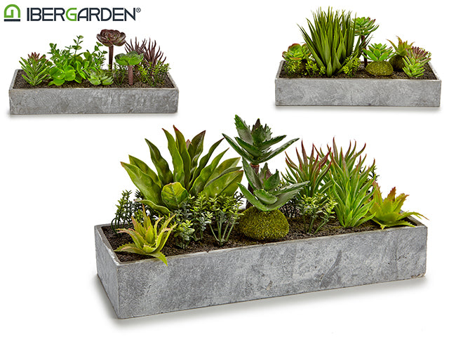 Jardinera Rectangular Gris Pequeña Mix 3