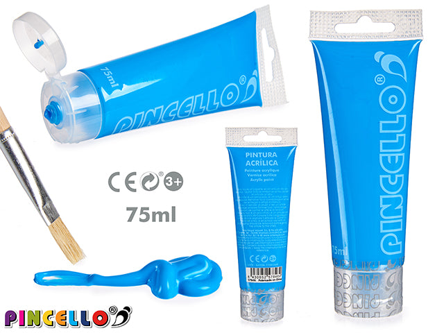 Tubo De Pintura Acrílica 75Ml Azul Claro