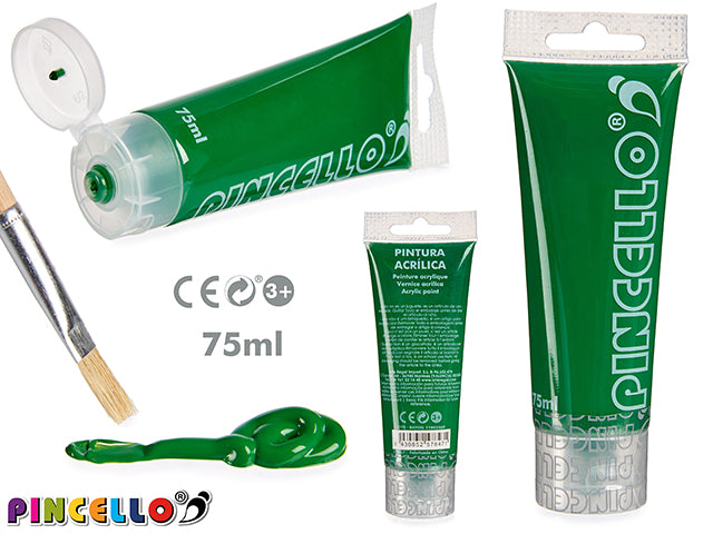 Tubo de tinta acrílica 75 ml verde escuro