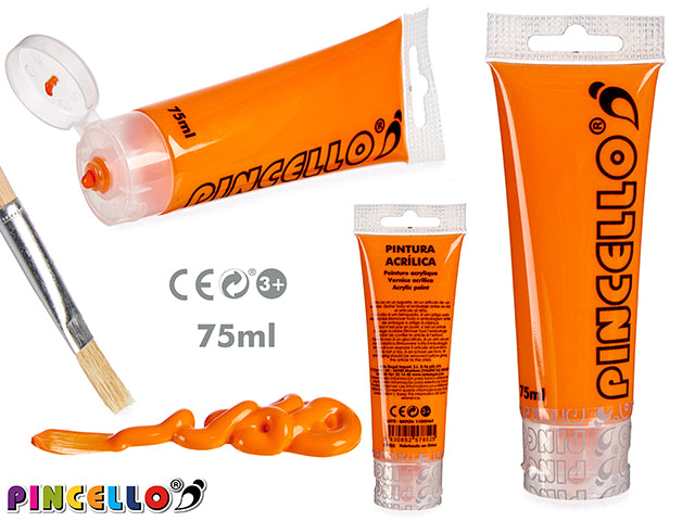 Tubo de tinta acrílica 75 ml laranja