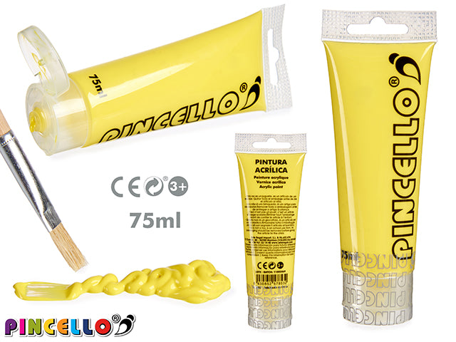 Tubo De Pintura Acrílica 75Ml Amarillo