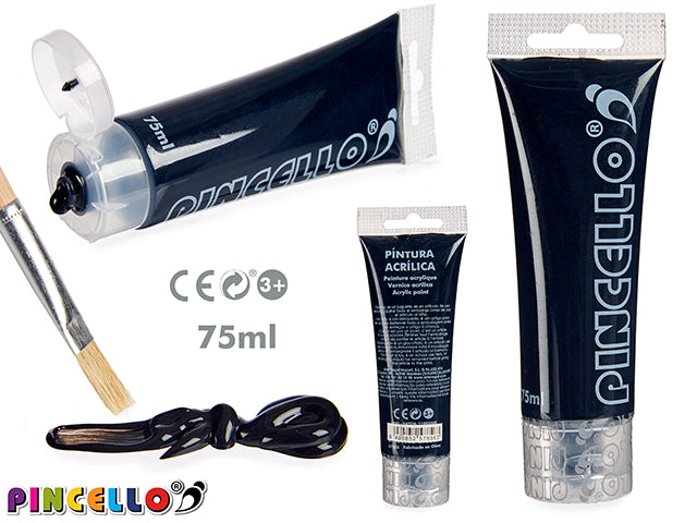 Tubo De Pintura Acrilica 75Ml Negro