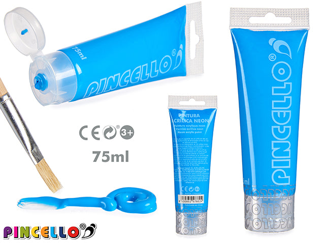 Pintura Acrílica Tubo Neón 75Ml Azul