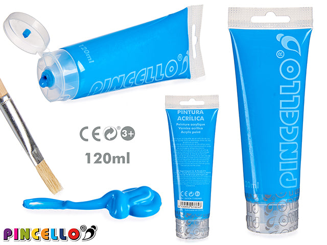 Tubo de tinta acrílica 120 ml azul claro