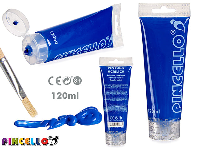 Tubo de tinta acrílica 120 ml azul escuro