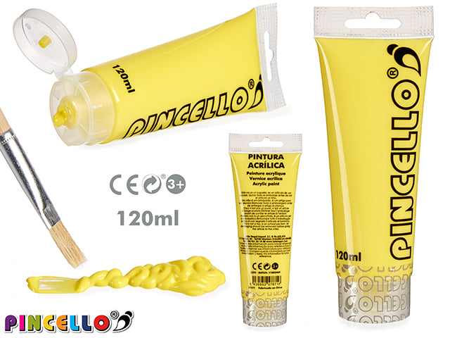 Tubo de tinta acrílica 120 ml amarelo