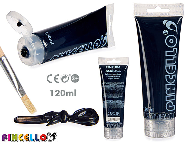 Tubo De Pintura Acrilica 120Ml Negro