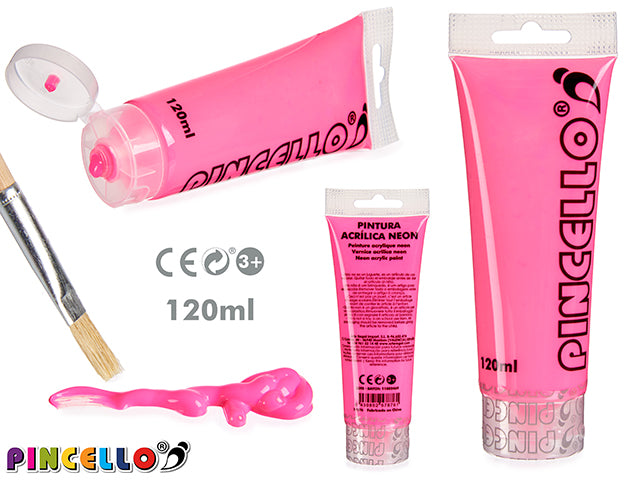 Tinta acrílica neon 120 ml rosa