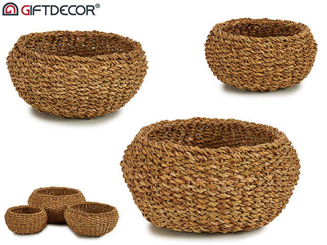 Conjunto 3 Cesta Esparto Grass Amassado