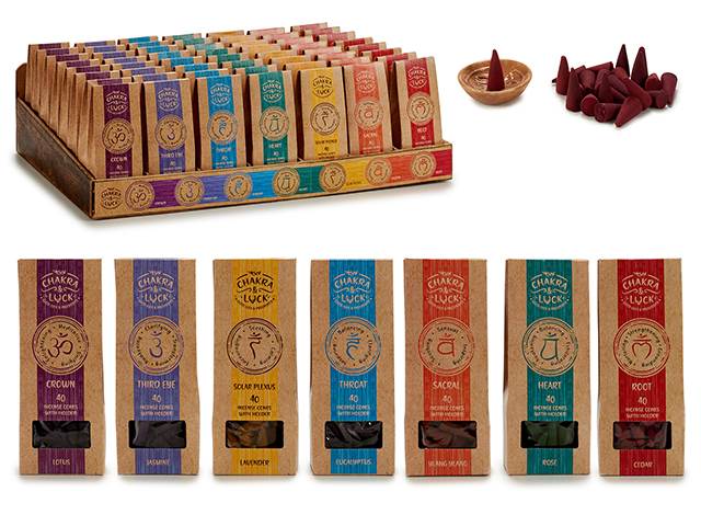 Set 40 Incense Cones Chakra 7 Kit &amp; Ceramic Support