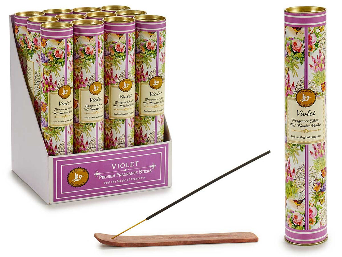 Set 30 Violet Incense Sticks With Base