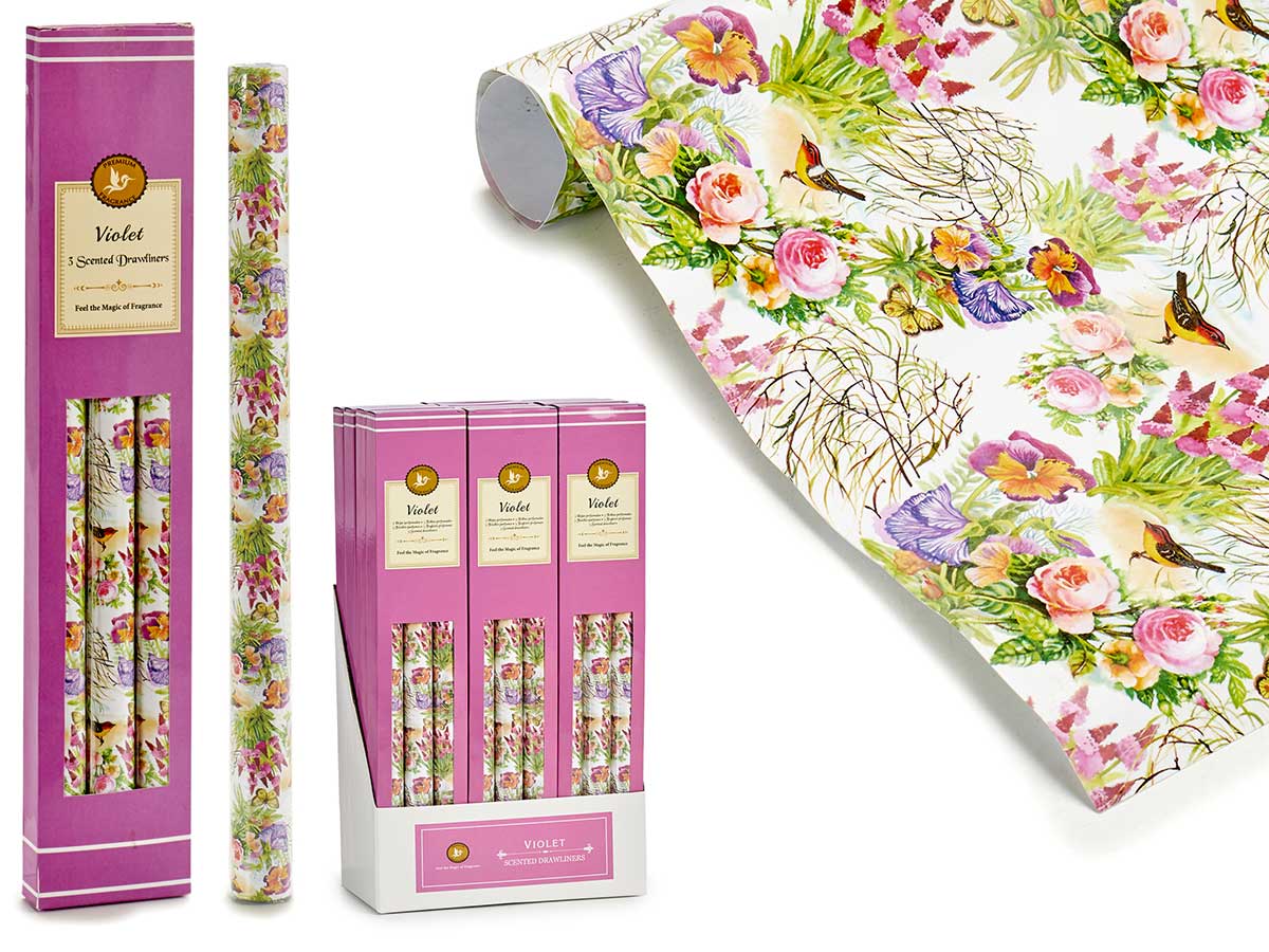 Conjunto de 3 forros de gaveta perfumados violeta