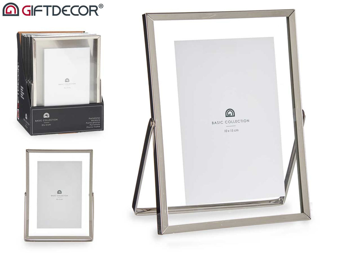 Silver Double Metal Glass Photoframe 10 x 15 cm