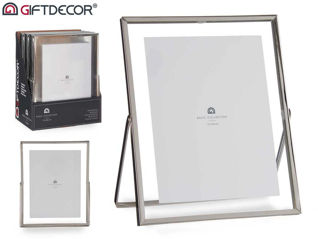 Silver Double Metal Glass Photoframe 15 x 20 cm