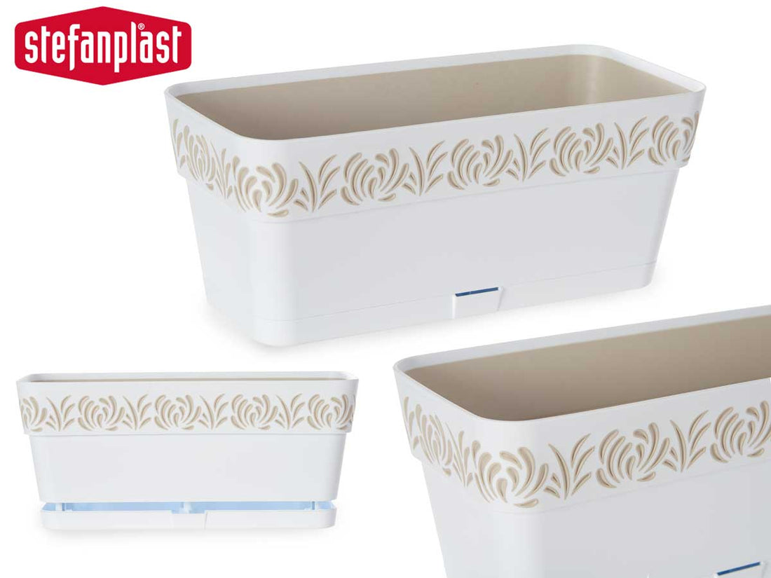 Caja de flores de plástico Gaia blanca 30 cm