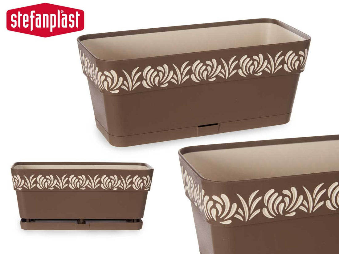 Brown Gaia Plastic Flower Box 30 cm