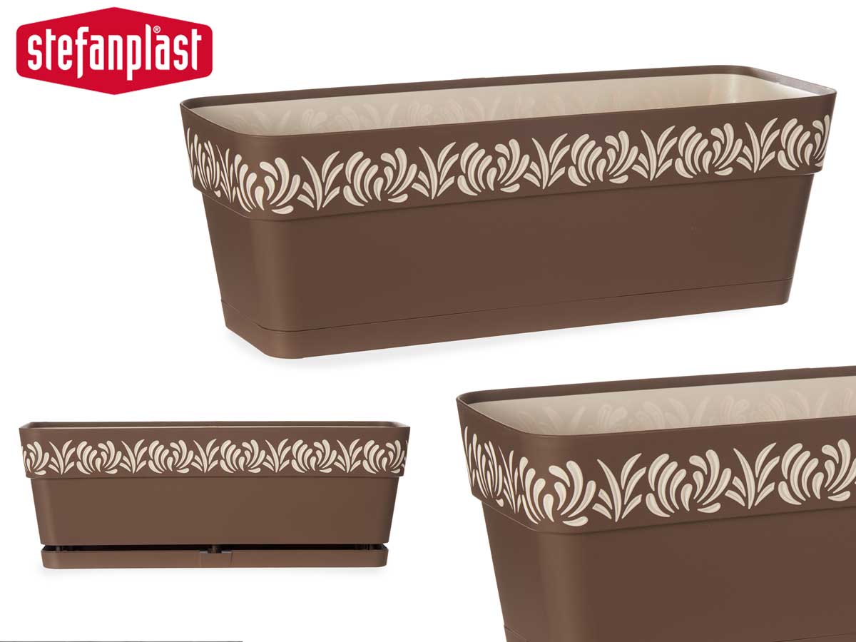 Brown Gaia Plastic Flower Box 50 cm