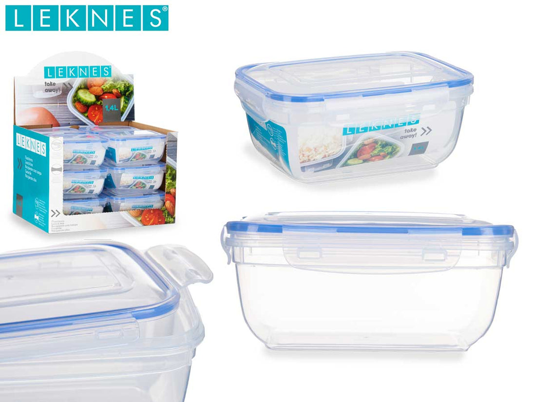 Rectangular Lunch Box Blue Lid 1400Ml