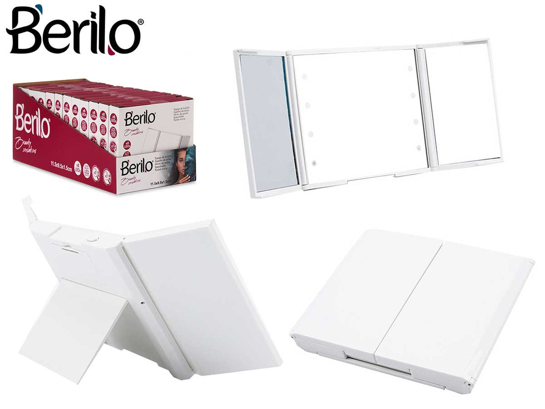 Espejo de aumento de bolsillo 1x 2x 3x con LED