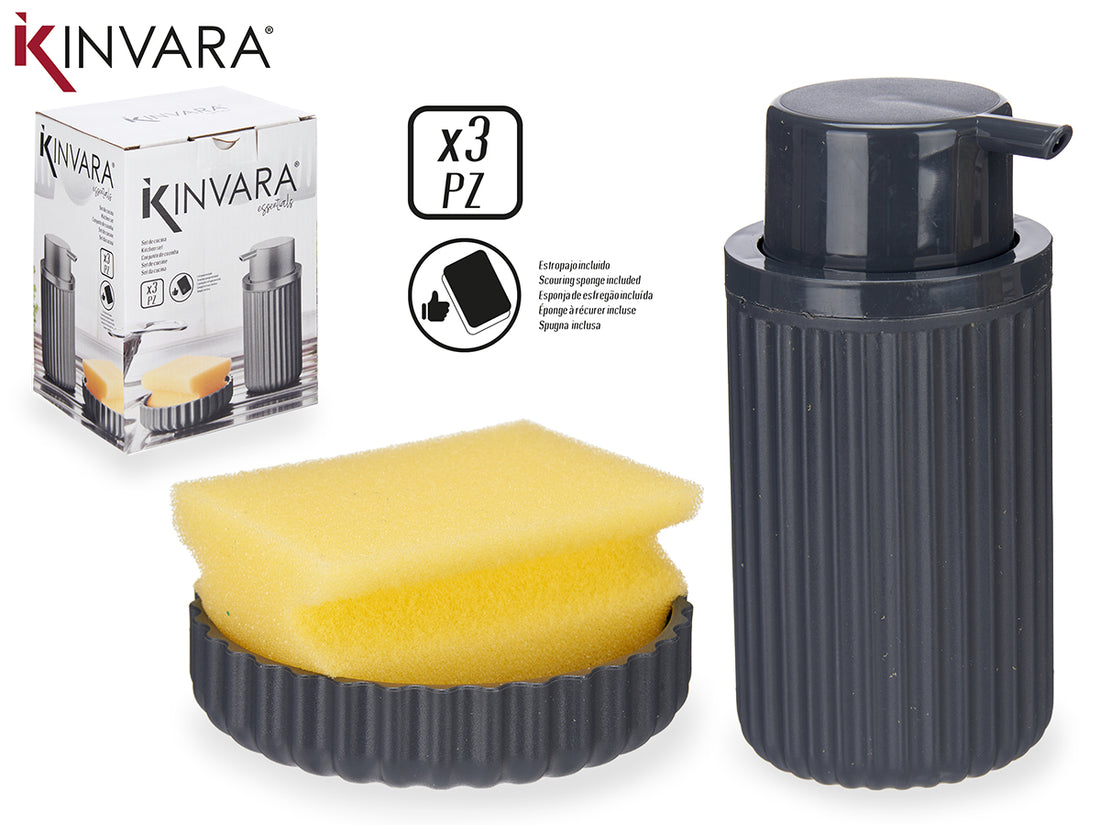 Set Anthracite Soap Dispenser With Sponge