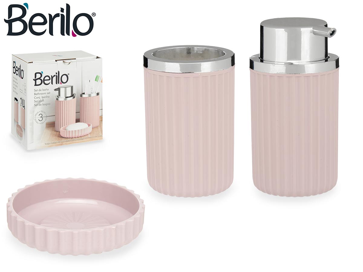 Conjunto de banheiro rosa com 3 peças