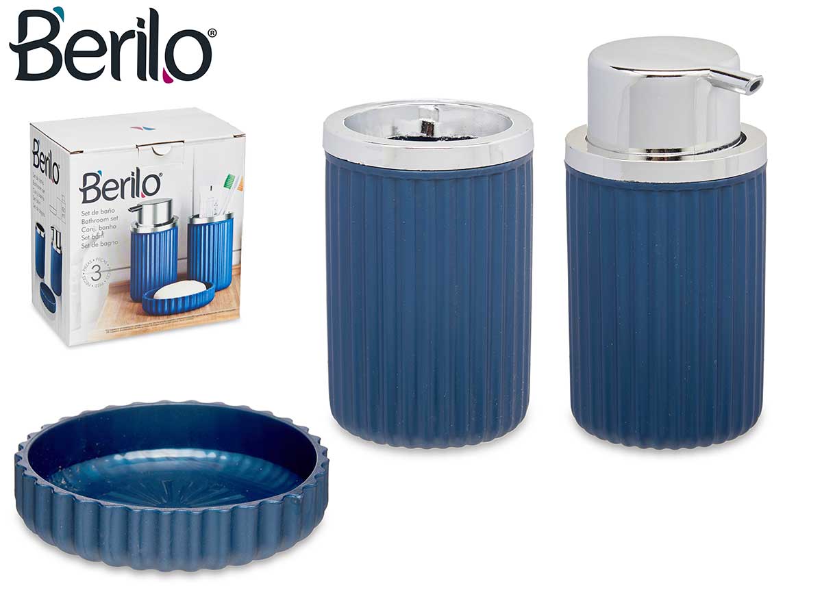 Conjunto de banheiro azul de 3 peças