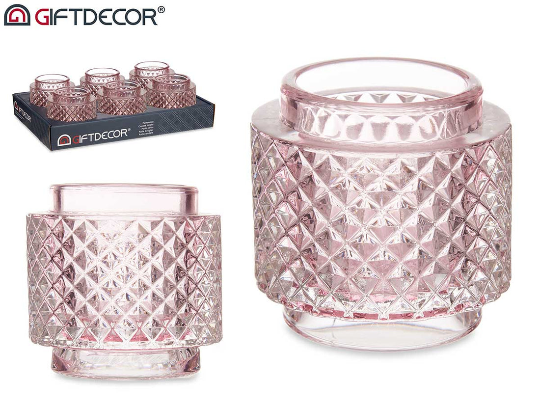 Double Candleholder Large Pink