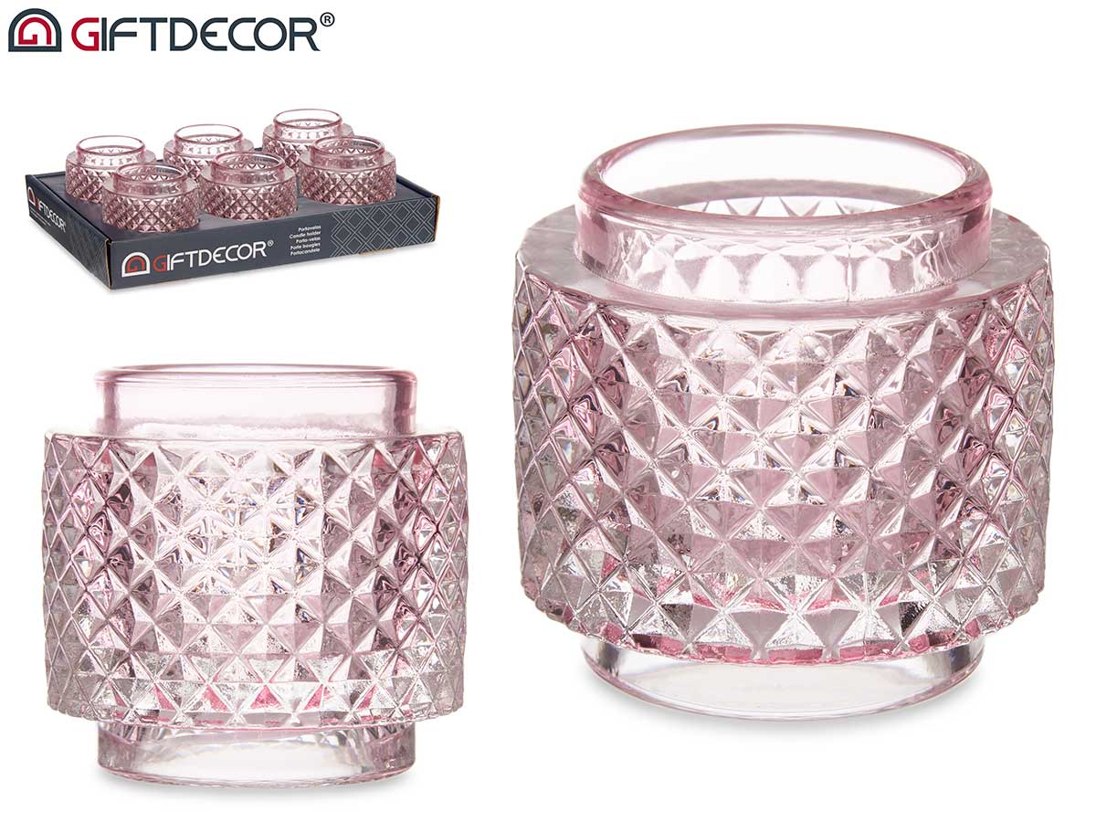 Double Candleholder Small Pink