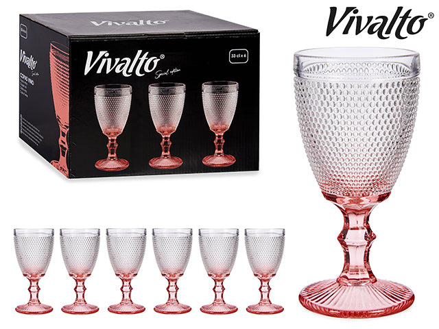 Pink Foot Points Wine Glass 330 ml