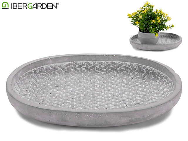Oval Cement Plate Thin Rattan Relieff