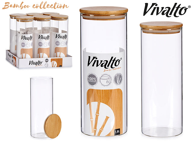 Glass Bottle With Bamboo Lid 1800 ml